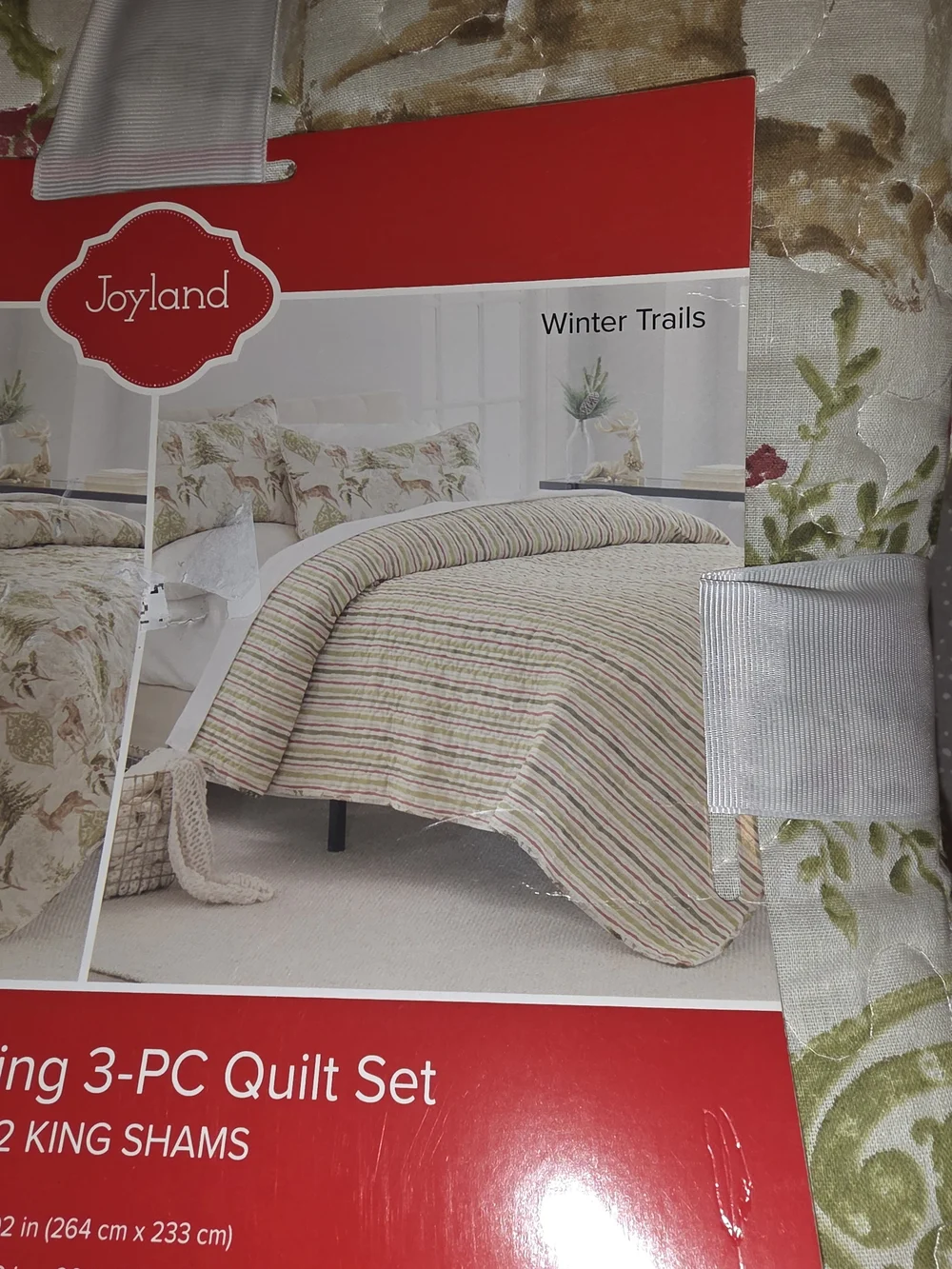Winter Trails Reversible King 3-Piece Quilt Set - Cream/Green/Tan